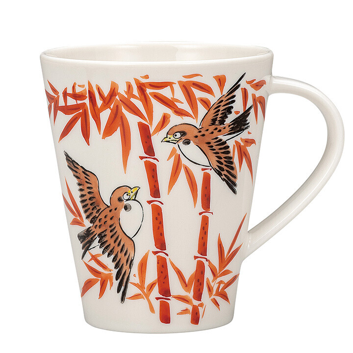 九谷焼! ☆赤竹に雀・ビックマグカップ☆ K9-1006 新品 茶器 コーヒー 紅茶 ミルク ラテ エスプレッソ カプチーノ ギフト拍卖