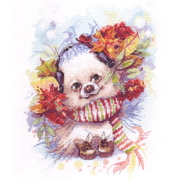 ポメラニアンのクロスステッチキット ロシア製 秋のメロディ 【即決・送料無料】拍卖