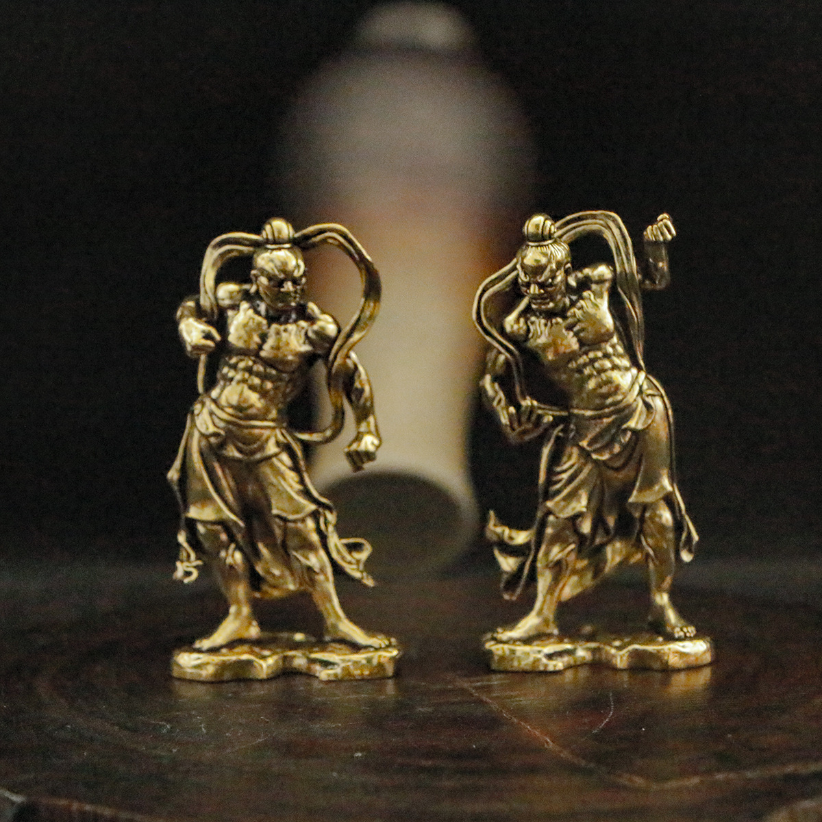 高品質仁王像(金剛力士) 真鍮 材質 2尊一組セット 仏像 金剛力士像 6.7CM拍卖