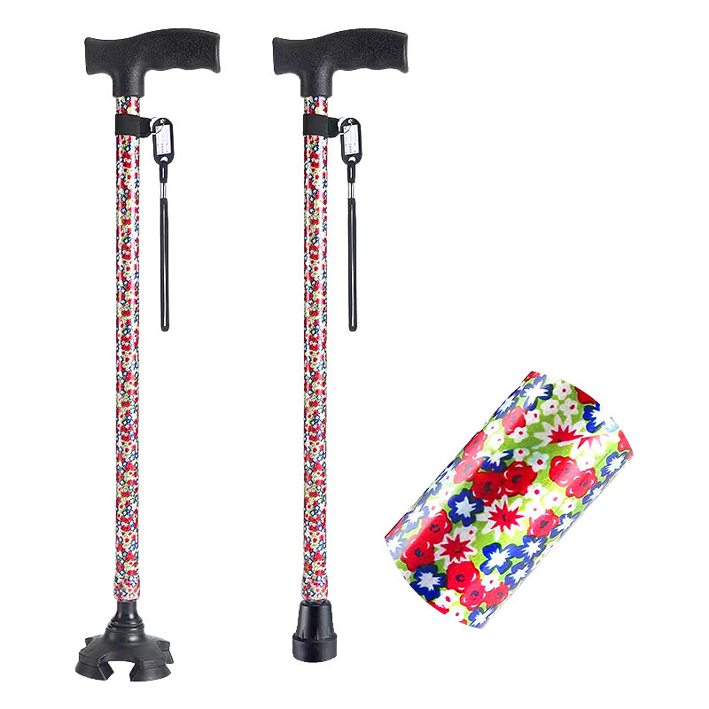 大人気新品上質自立式四点杖 自立杖つえ 介護自立軽量伸縮式歩行補助レディース女性用敬老の日誕生日ギフトステッキ長さ調節 高齢者 四足杖拍卖