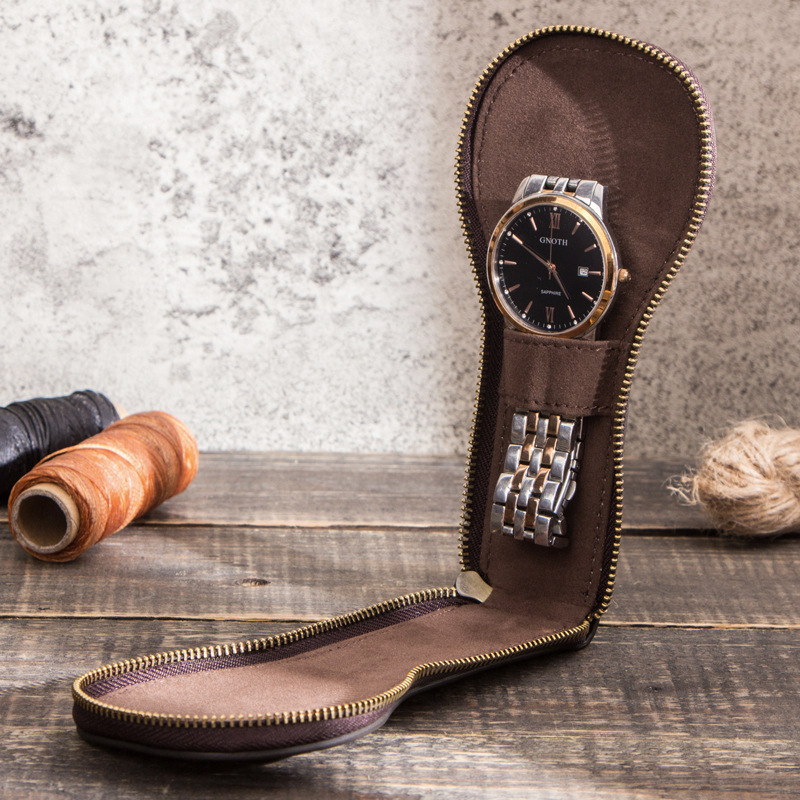 新入荷 腕時計収納ケース 本革 携帯用腕時計ケースウォッチケース 収納 メンズ 高級時計入れ 一本用 収納ボックス 収納 保存 コーヒー 1点拍卖