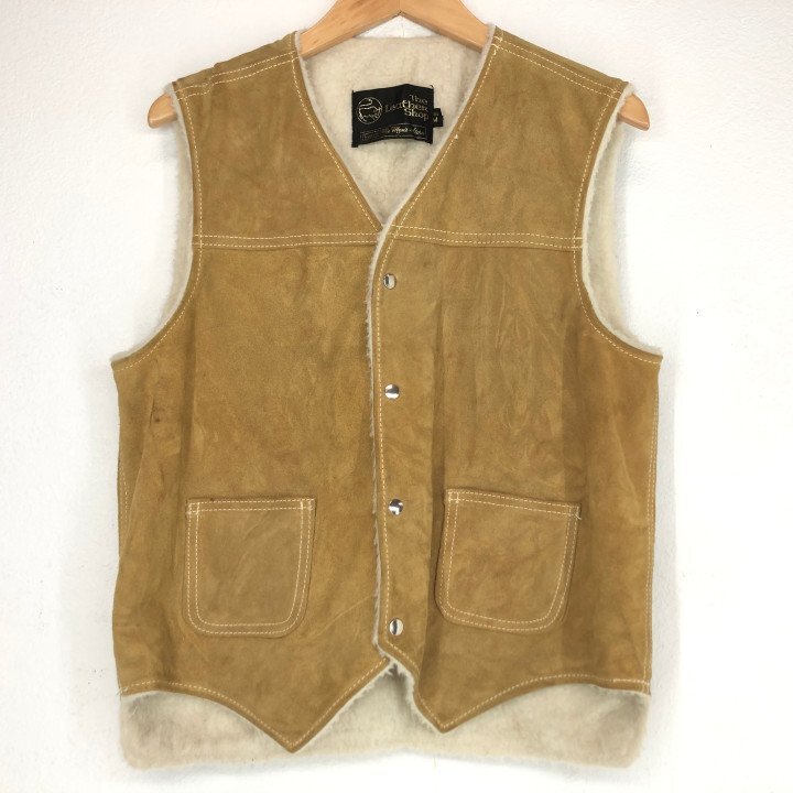 70s Sears シアーズ Leather Shop USA製 ムートンベスト SIZE: M ベージュ ヴィンテージ MH632025080511拍卖