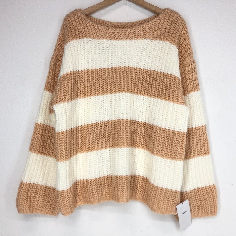 mystic ミスティック タグ付き シャギー ボーダーニット SIZE: FREE ベージュ/ホワイト LU632025073012拍卖