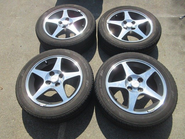 25◆ランサーセディア純正15インチ4穴PCD100アルミホイール4本★185/55R15タイヤ付◆KIS拍卖