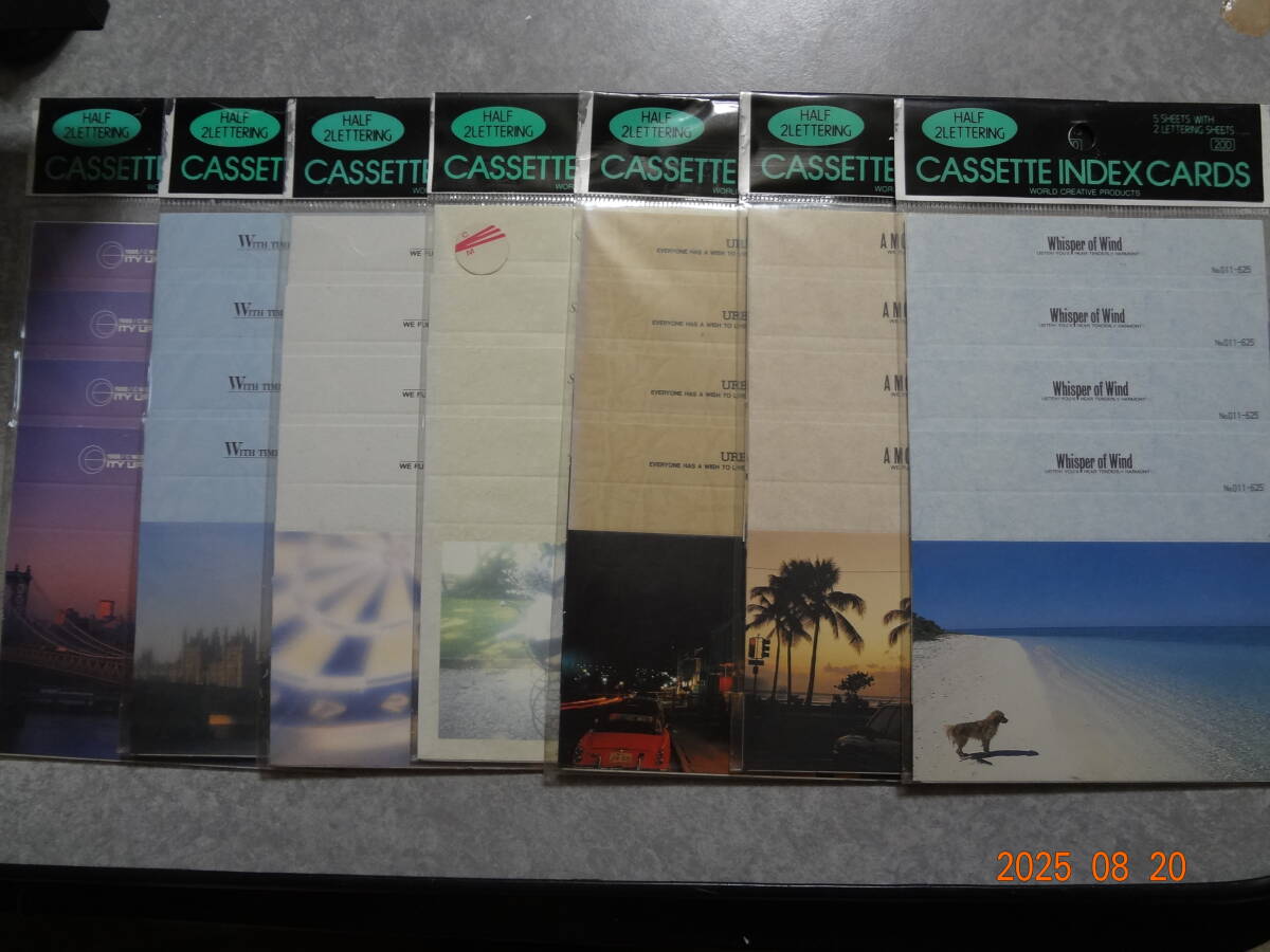 昭和レトロ カセットインデックスカード & レタリングシート 未使用7種拍卖