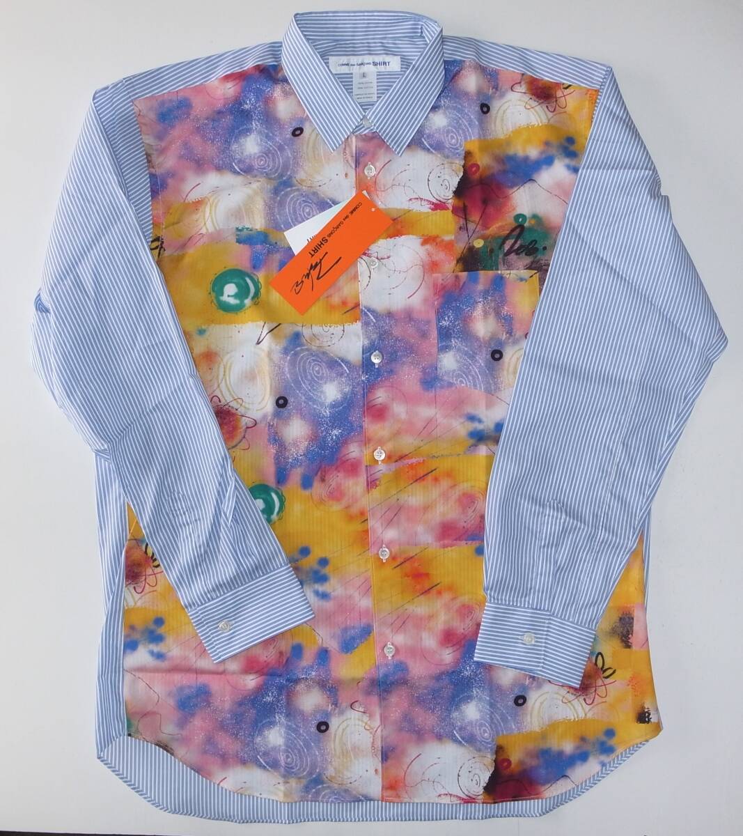 commme des garscons shirt × futura コムデギャルソン striped 長袖 シャツ sizeL yellow拍卖