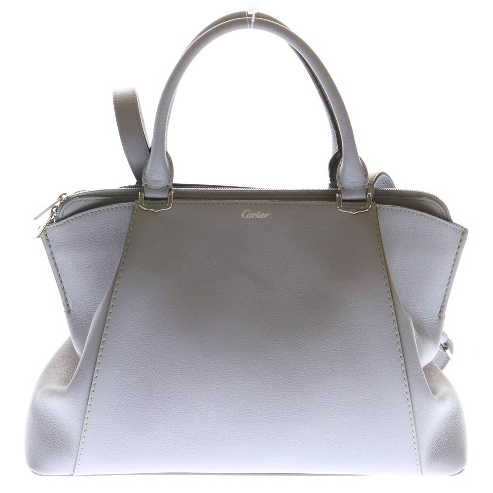 Cartier カルティエ Cドゥ 2WAY ハンドバッグ ショルダーバッグ パープル グレー レザー拍卖