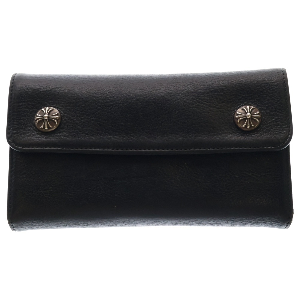 CHROME HEARTS クロムハーツ WAVE ウェーブ レザーウォレット 財布 ブラック BCA374拍卖