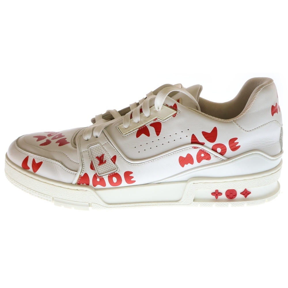 LOUIS VUITTON ルイヴィトン × NIGO LVトレイナーライン レザーローカットスニーカー ホワイト/レッド FD0291拍卖