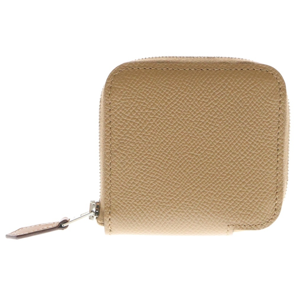 HERMES エルメス アザップシルクイン コインケース ウォレット 財布 ベージュ系 ブラウン キャメル エプソン シルバー金具 U刻印拍卖