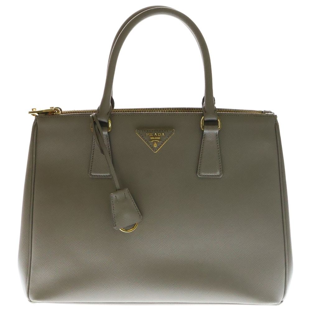 PRADA プラダ ガレリア 2wayショルダーバッグ ハンドバッグ グレージュ サフィアーノレザー ゴールド金具 ロゴ三角プレート 1BA274拍卖