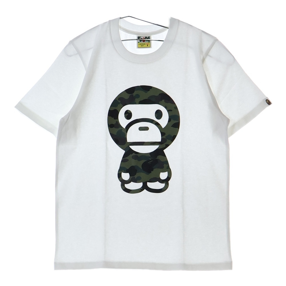 アベイシングエイプ 1ST CAMO BIG BABY MILO TEE クルーネック半袖Tシャツカットソー レディース ホワイト/カーキ 002TEL202003L拍卖