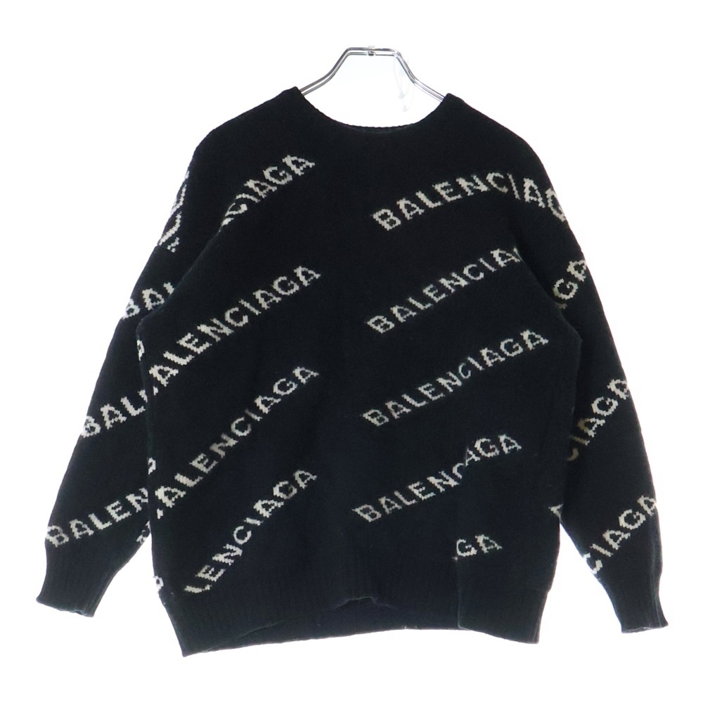 BALENCIAGA バレンシアガ 18AW ALL OVER LOGO SWEATER オールオーバーロゴセーター ニット ブラック 555273拍卖
