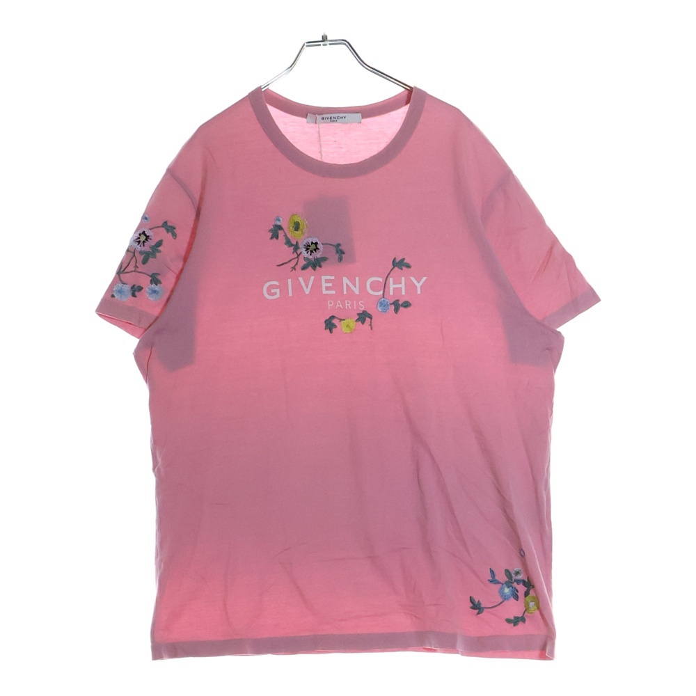 GIVENCHY ジバンシィ Floral T-Shirt ロゴ刺繍半袖Tシャツ ピンク BW70753Z2P-674-M拍卖