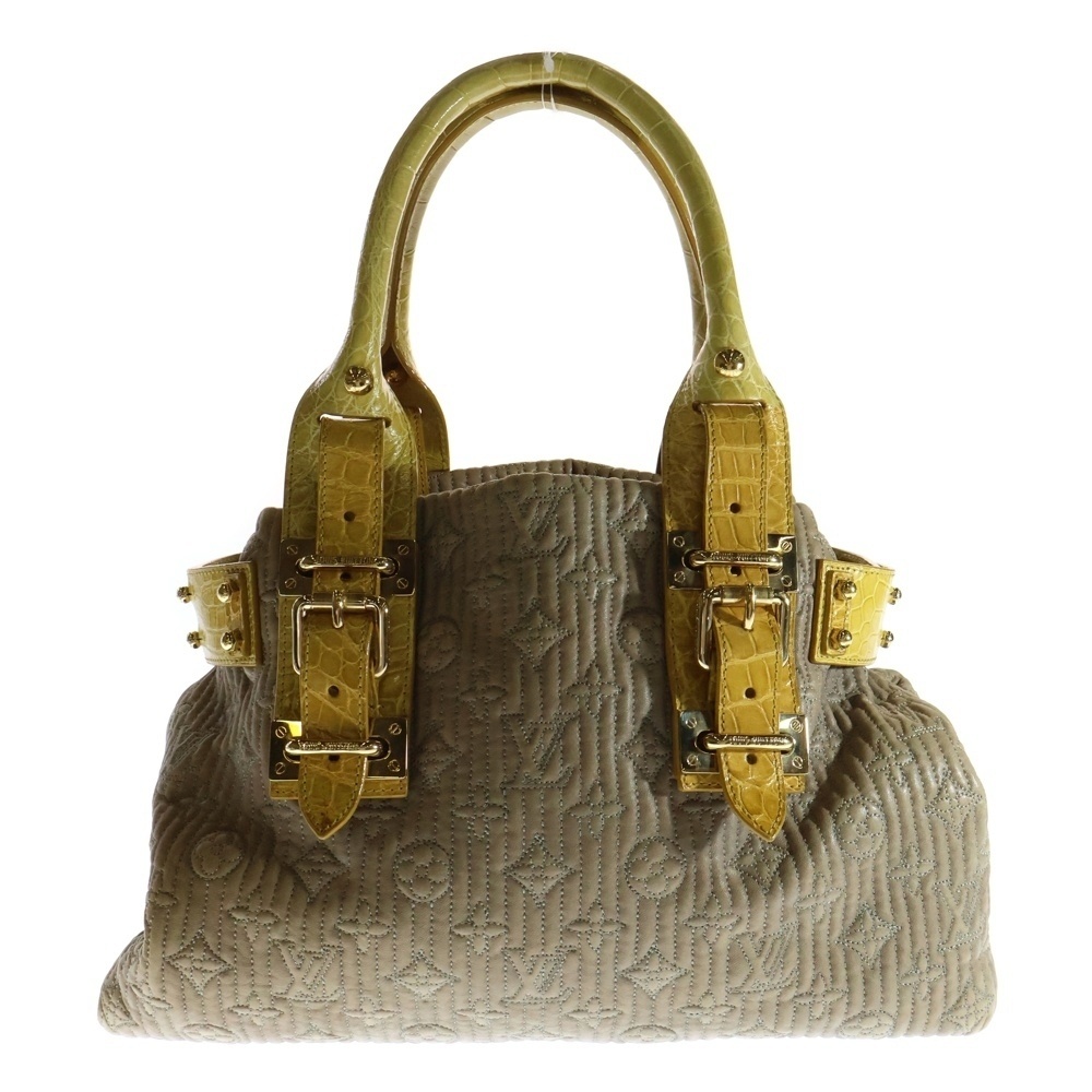 LOUIS VUITTON ルイヴィトン モノグラム モタード レザーハンドバッグ ブラウン×イエロー レディース拍卖