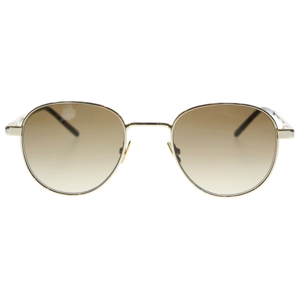 サンローランパリ 23AW サイドロゴ アジアンフィット ウェリントン サングラス メガネ アイウェア ブラウン/ゴールド SL555-003拍卖