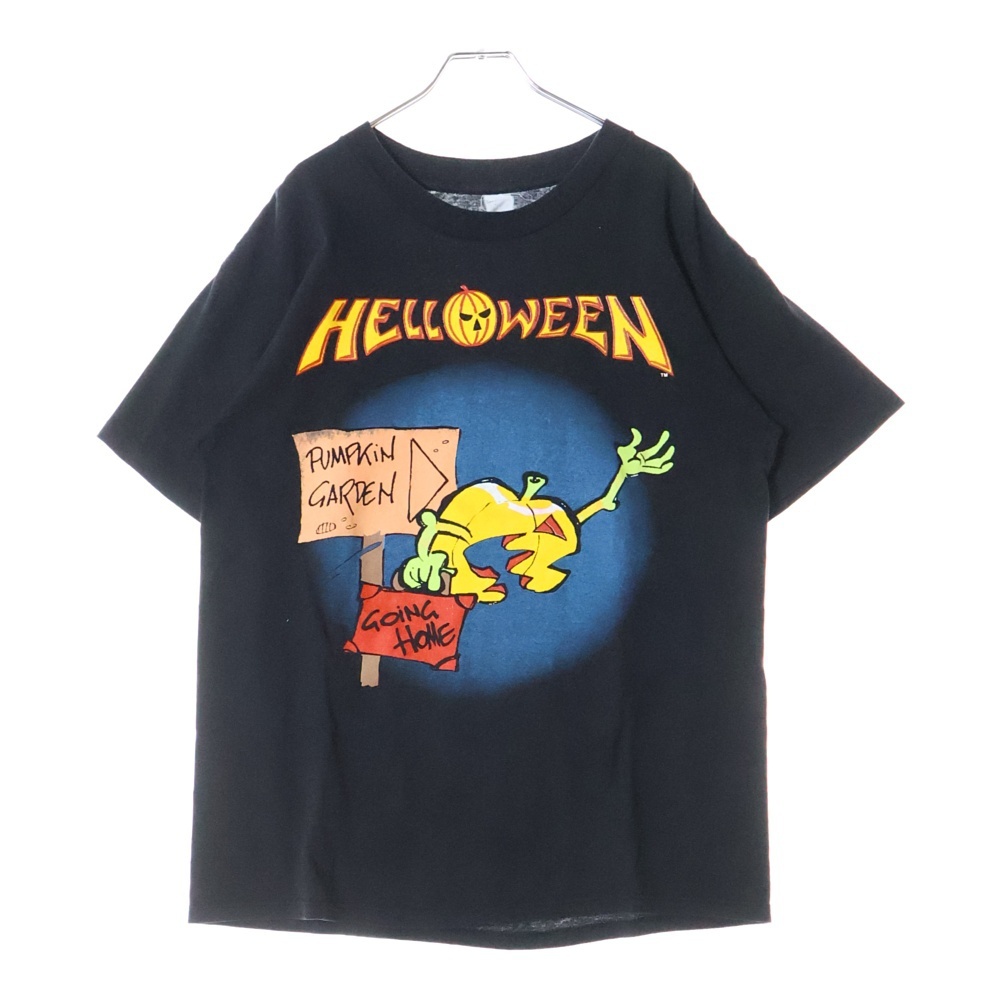VINTAGE ヴィンテージ 90S HELLOWEEN SPORTS WEAR SUPER ROCK 92 フロントロゴプリント半袖Tシャツ カットソー ブラック拍卖