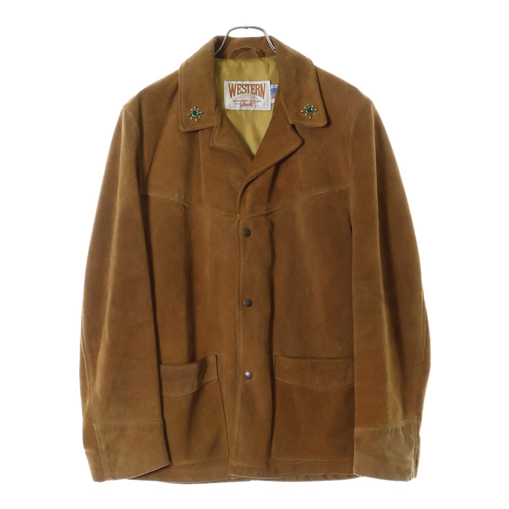 SCHOTT ショット スウェードレザー カバーオールジャケット フラワースタッズ付き ブラウン拍卖