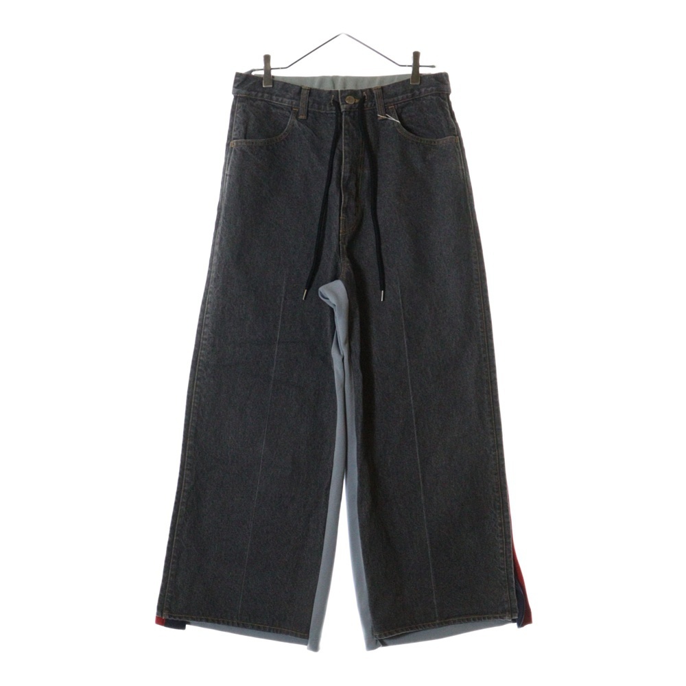 FACETASM ファセッタズム 23SS JERSEY MERGING DENIM PANTS ジャージー マージング ドローコード デニムパンツ ブラック MKS-PT-M10拍卖