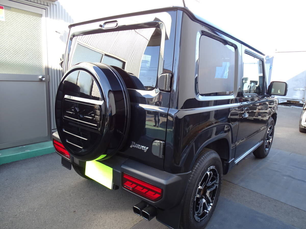 動画付き!未使用 スズキジムニー JB23 JB64 175/80R16インチ用 背面タイヤ スペアカバー ハードタイプ 艶あり黒 ブラック 4X4プレート付拍卖