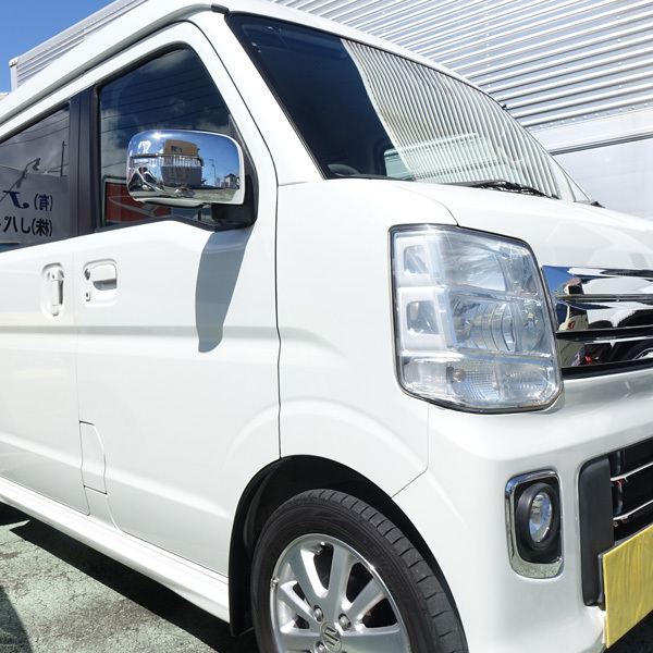 スズキ エブリィワゴン DA17W 専用ドアミラーウィンカー付き ミラーカバー 左右 鏡面メッキ 高級感アップ 貼り付けかんたん装着!拍卖
