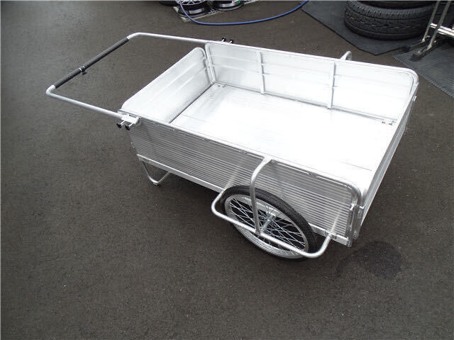 動画説明 ロング 荷室長さ1250mm軽量小型アルミ製リアカー リヤカーカート アウトドア 農作業 災害ゴミ捨 家庭菜園 レジャーキャンプなど拍卖