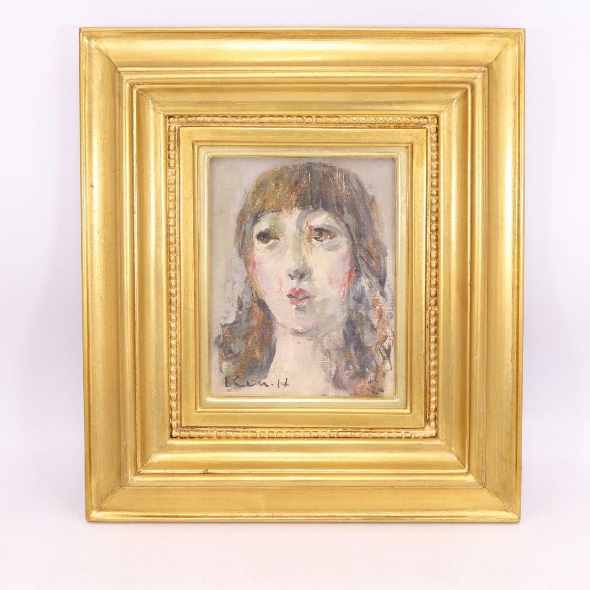 堀研 肉筆 油彩画 額装作品 女性肖像 真作保証あり サイン入り 中古 / 11526 HMR拍卖