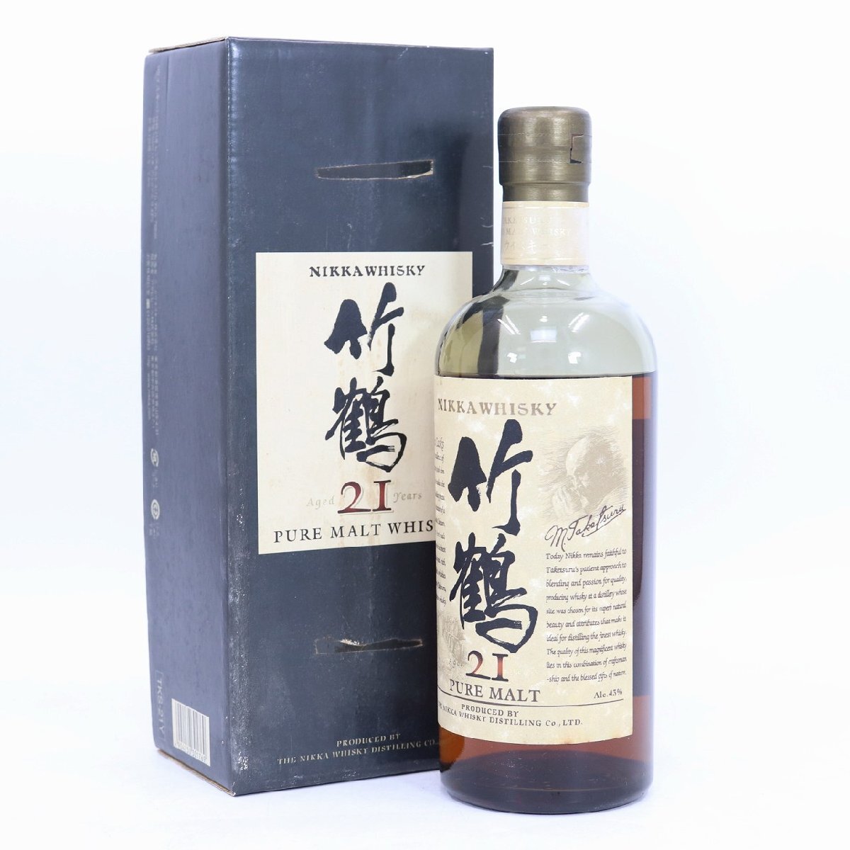 山口県限定配送 未開栓 ニッカウヰスキー 竹鶴 21年 ピュアモルト ウイスキー 700ml 43% 箱付き 液面低下あり 中古 / 12068 HMR拍卖