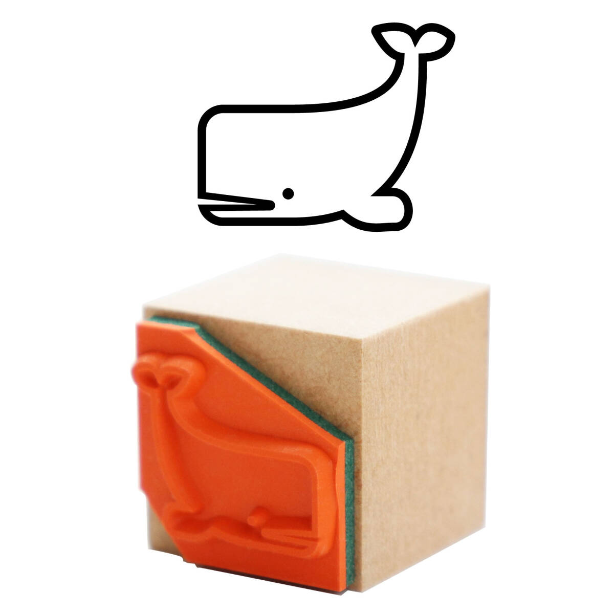 ハンコ マッコウクジラ かわいいスタンプ・はんこ・ゴム印 くじら・海の生き物 印影サイズ:縦14mm、横17mm拍卖