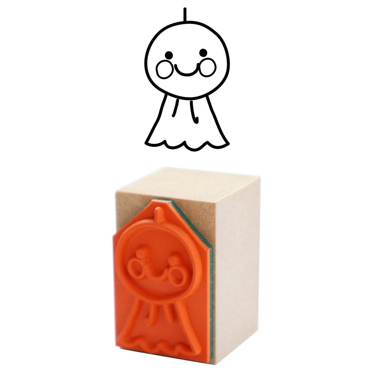ハンコ てるてる坊主 かわいいスタンプ・はんこ・ゴム印 晴れのおまじない 印影サイズ:縦27mm、横16mm拍卖