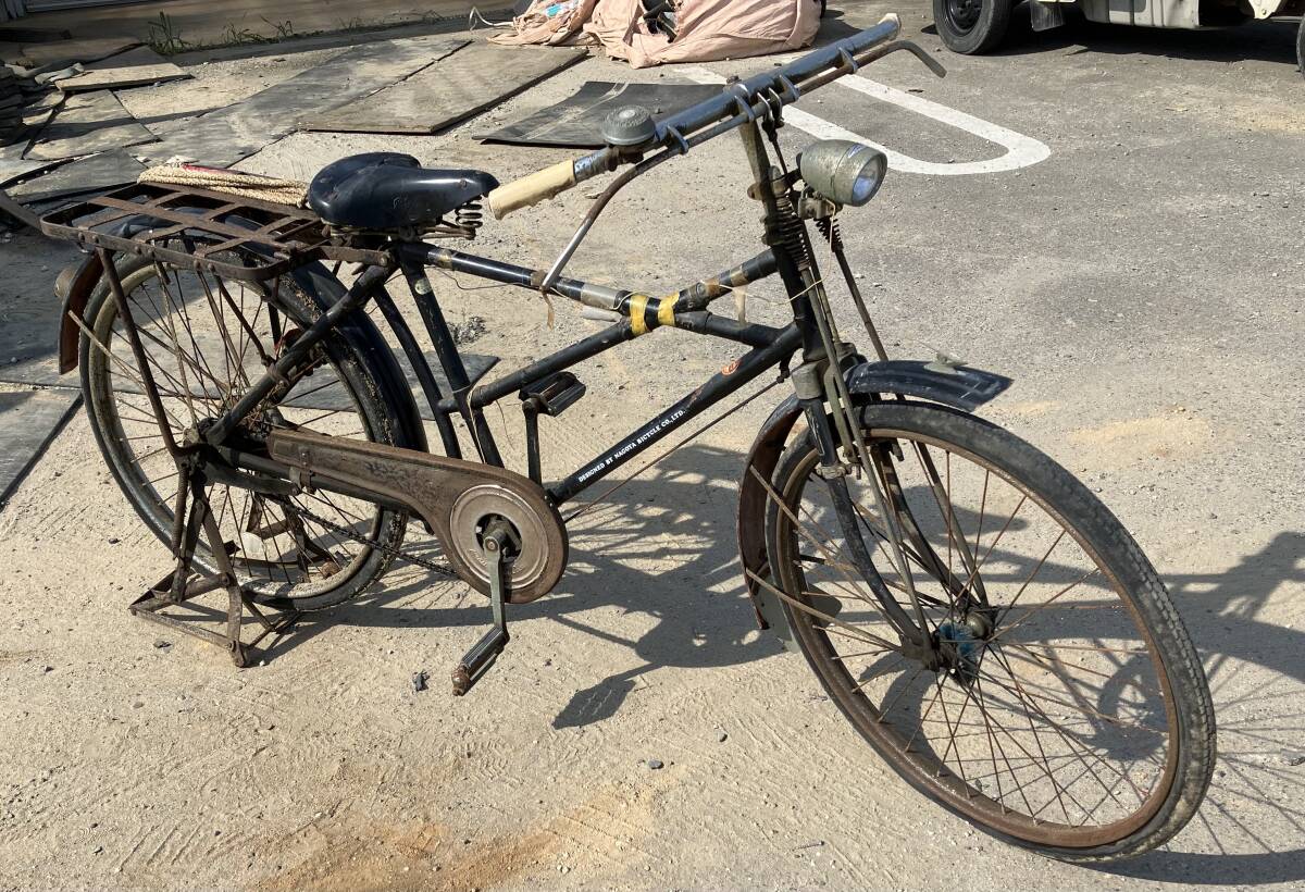 昭和アンティク 昭和レトロ 一文字ハンドル 大きな荷台 大きなスタンド フロントアブソーバー フロントマスコット 引き取り限定拍卖
