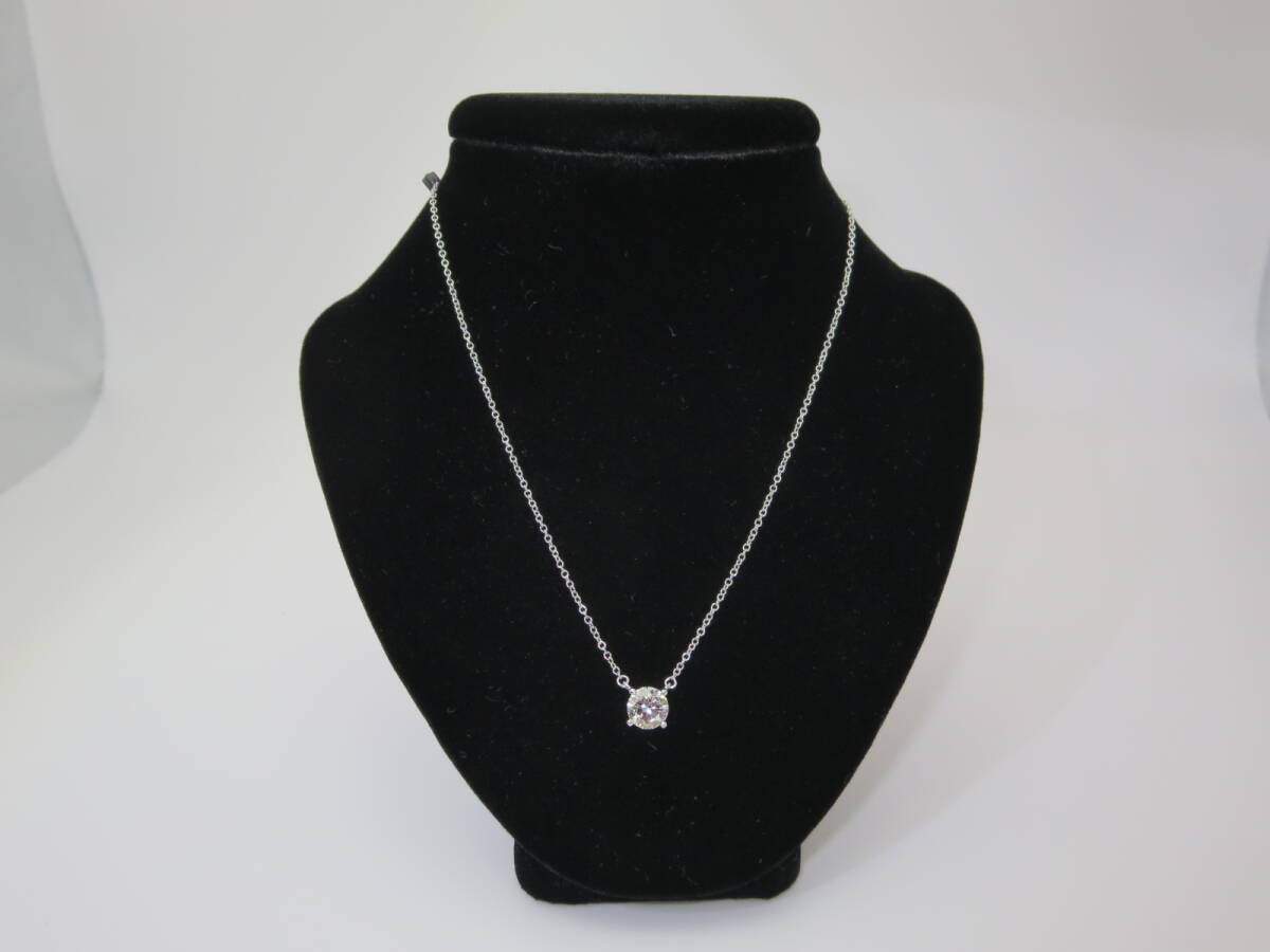 ☆ ティファニー ソリティア PT950Xダイヤ 0.731(1PD) 約40.5㎝位 約2.9g位 中宝研ソーティング付き 仕上済 中古 ネックレス ☆②T拍卖