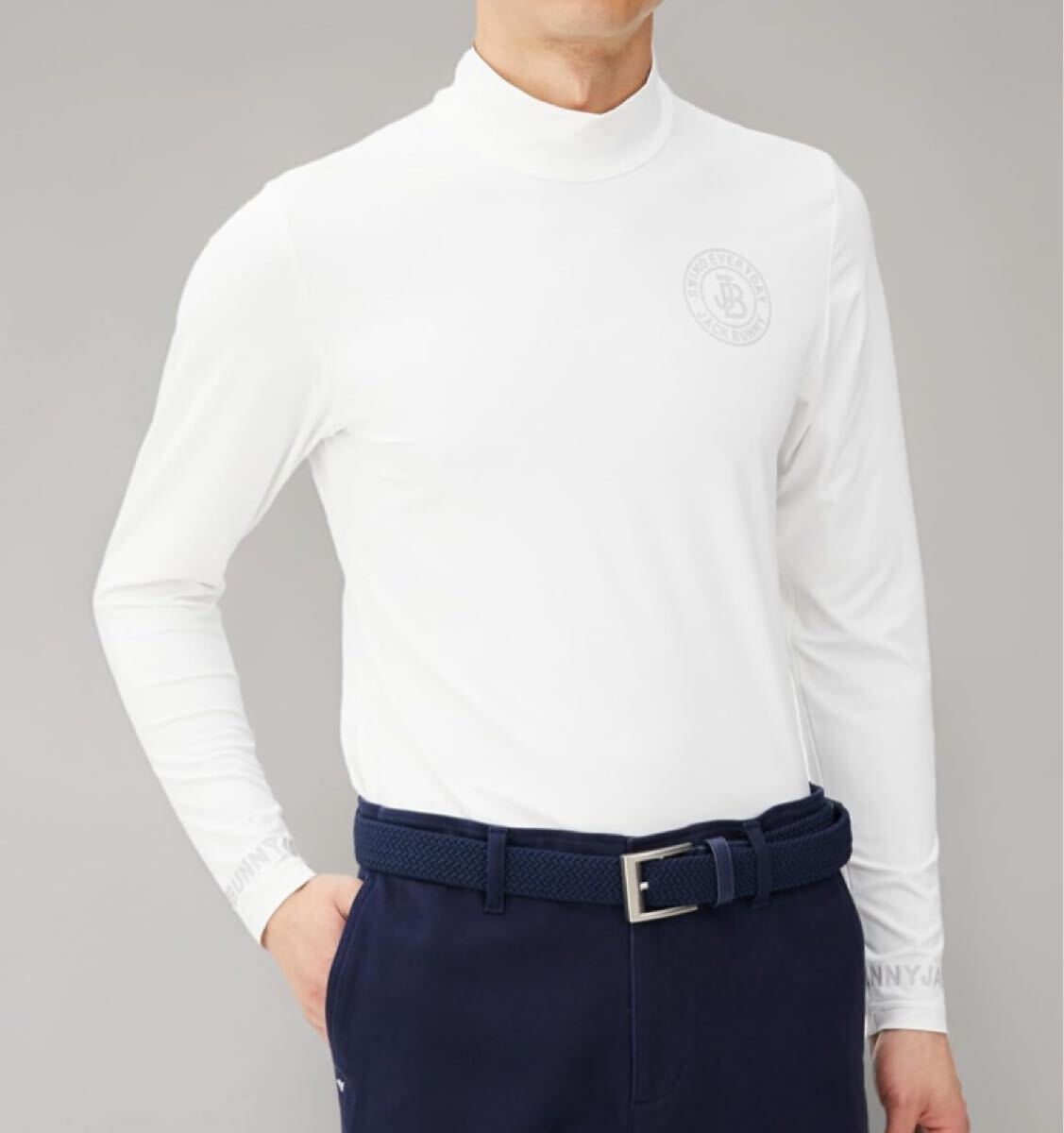 新品JACK BUNNYジャックバニー メンズ長袖 モックネックシャツ (吸汗速乾・UVカット)262-4166333ホワイト白パーリゲイツPEARLY GATES拍卖