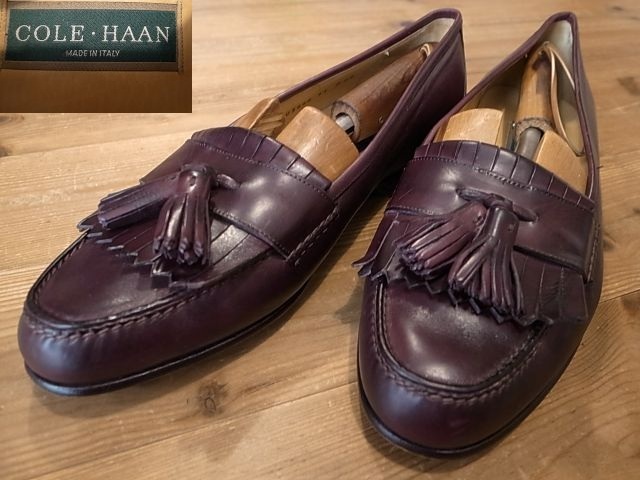 イタリア製 COLE HAAN コールハーン 革靴 茶 キルト タッセル ローファー スリッポン レザーシューズ USA仕入 サイズ 11M 約 29㎝拍卖