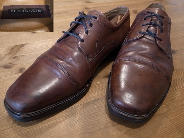FLORSHEIM フローシャイム 革靴 茶 ストレートチップ レザーシューズ USA仕入 サイズ 101/2D 約 28.5㎝拍卖