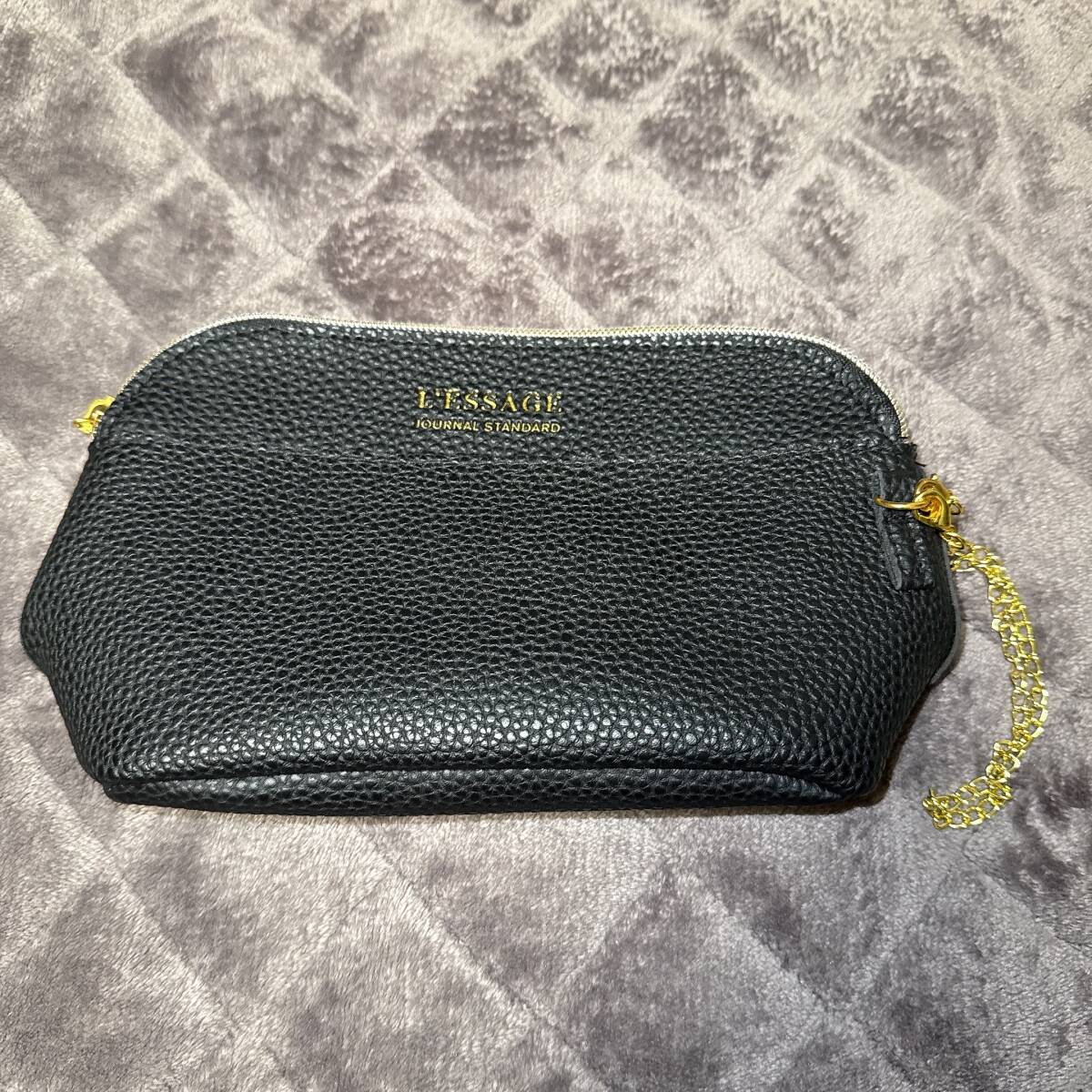 【未使用品】 JOURNAL STANDARD ジャーナルスタンダード ポーチ フェイクレザー ブラック コスメポーチ 化粧ポーチ 小物入れ拍卖