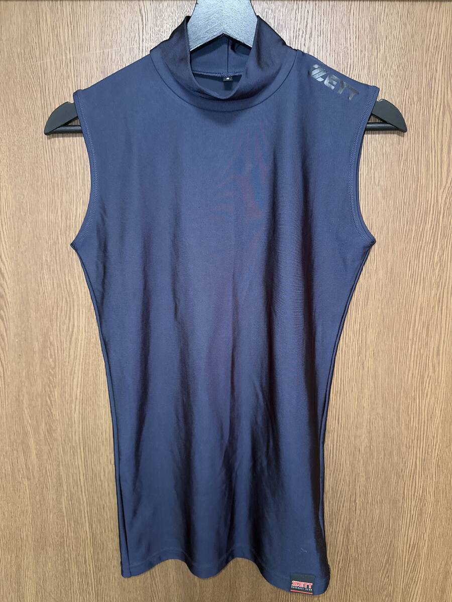 【極美品】 ZETT ゼット ノースリーブ アンダーシャツ 光沢ネイビー 野球 サッカー スポーツ トレーニング コンプレッション拍卖