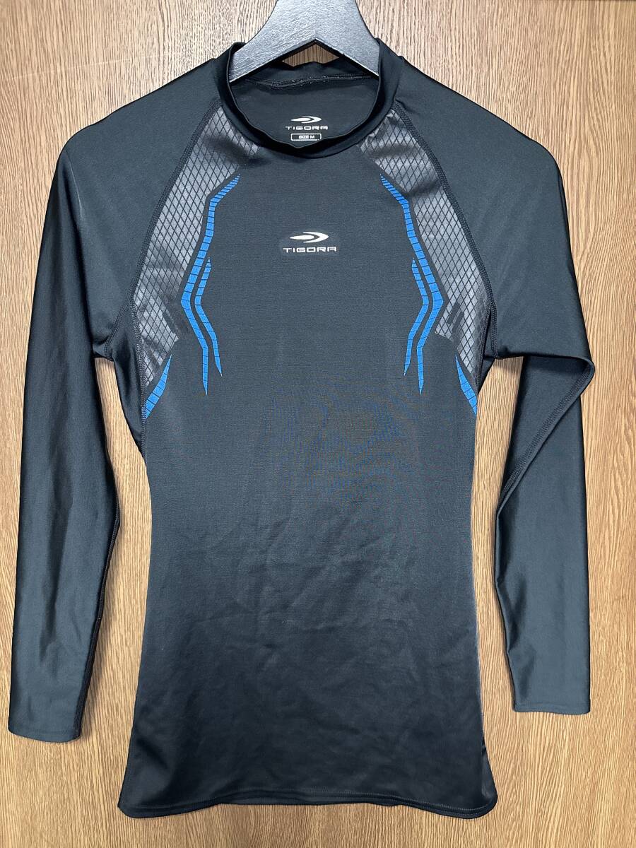 【極美品】 TIGORA ティゴラ 長袖 アンダーシャツ 光沢ブラック 野球 サッカー トレーニング スポーツ ジム コンプレッション インナー拍卖