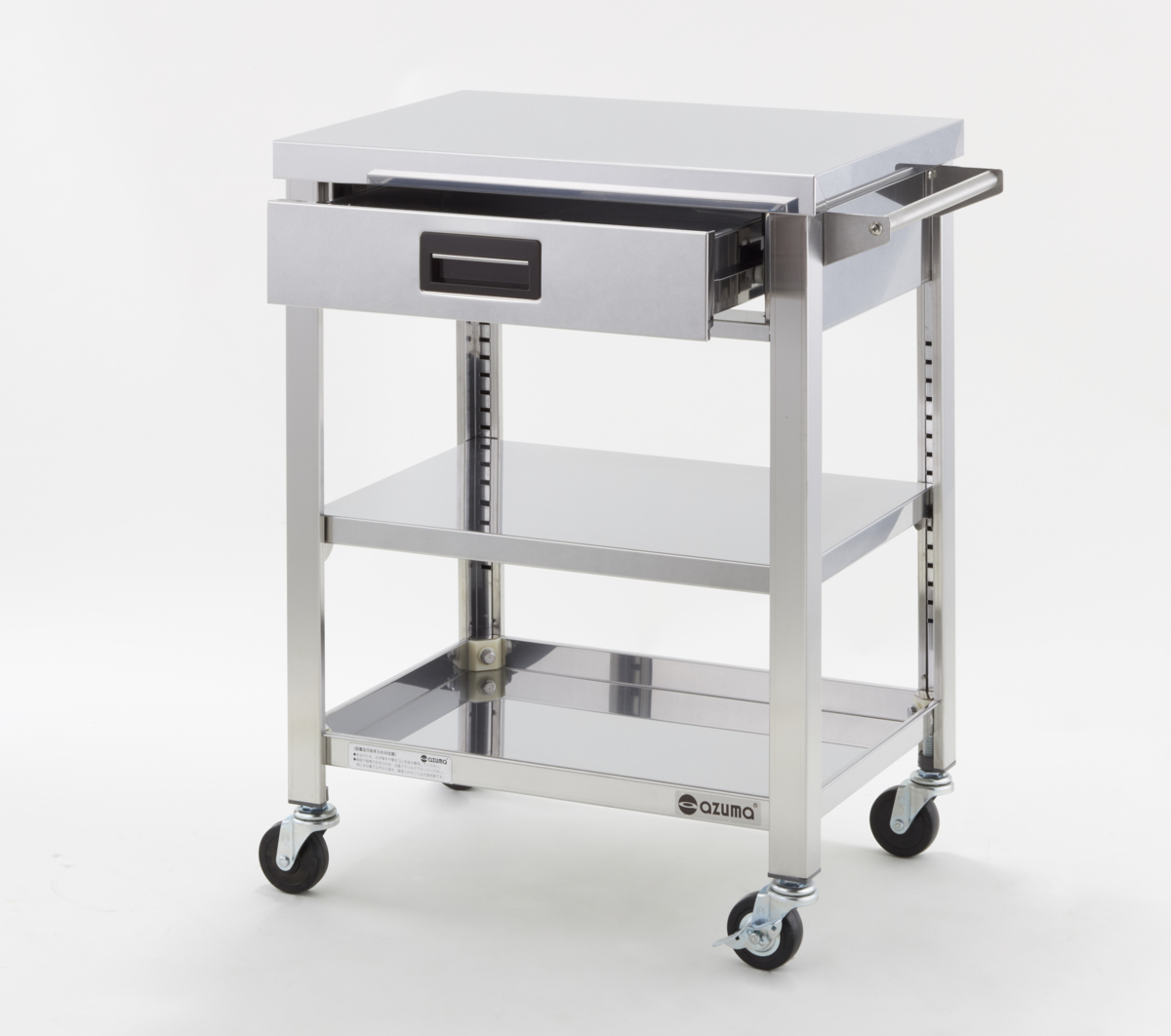 ★新品 幅750x450 厨房ワゴン台 キャスター台 引出し付 ステンレスワゴン 3段 WGO3-750K 店舗 作業台●送料込拍卖