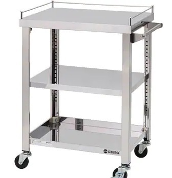 ★新品 幅600x450 厨房 ワゴン台 3段 3方コボレ止め付 キャスター台 3GWG3-600K 店舗 作業台●送料込拍卖