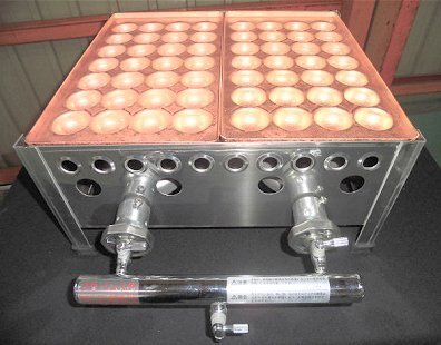 ★新品 銅板たこ焼き 屋台 店舗 ☆銅板 業務用たこ焼き器 38㎜ 28穴 2連 2口 2丁 厨房拍卖