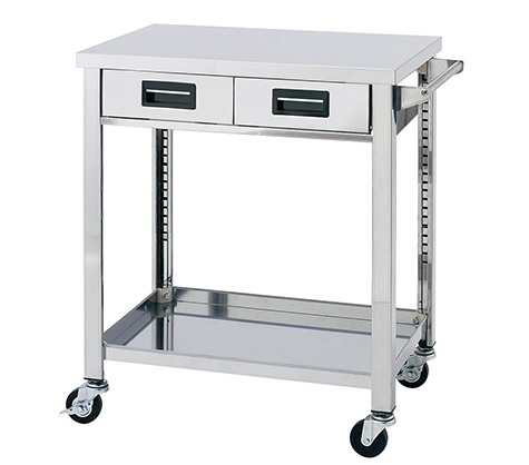 ★新品 幅750x600 厨房ワゴン台 キャスター台 引出し付 ステンレスワゴン 2段 WGO2-750H 店舗 作業台●送料込拍卖