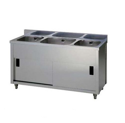 ★新品 ステンレスシンク 3槽シンク 三槽シンク キャビネットシンク AP3-1500H 流し台 店舗 ●送料込拍卖