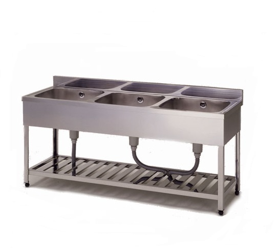 ★新品 幅1800 厨房 ステンレスシンク 三槽シンク 3槽シンク 流し台 HP3-1800 店舗 業務用 ●送料込拍卖