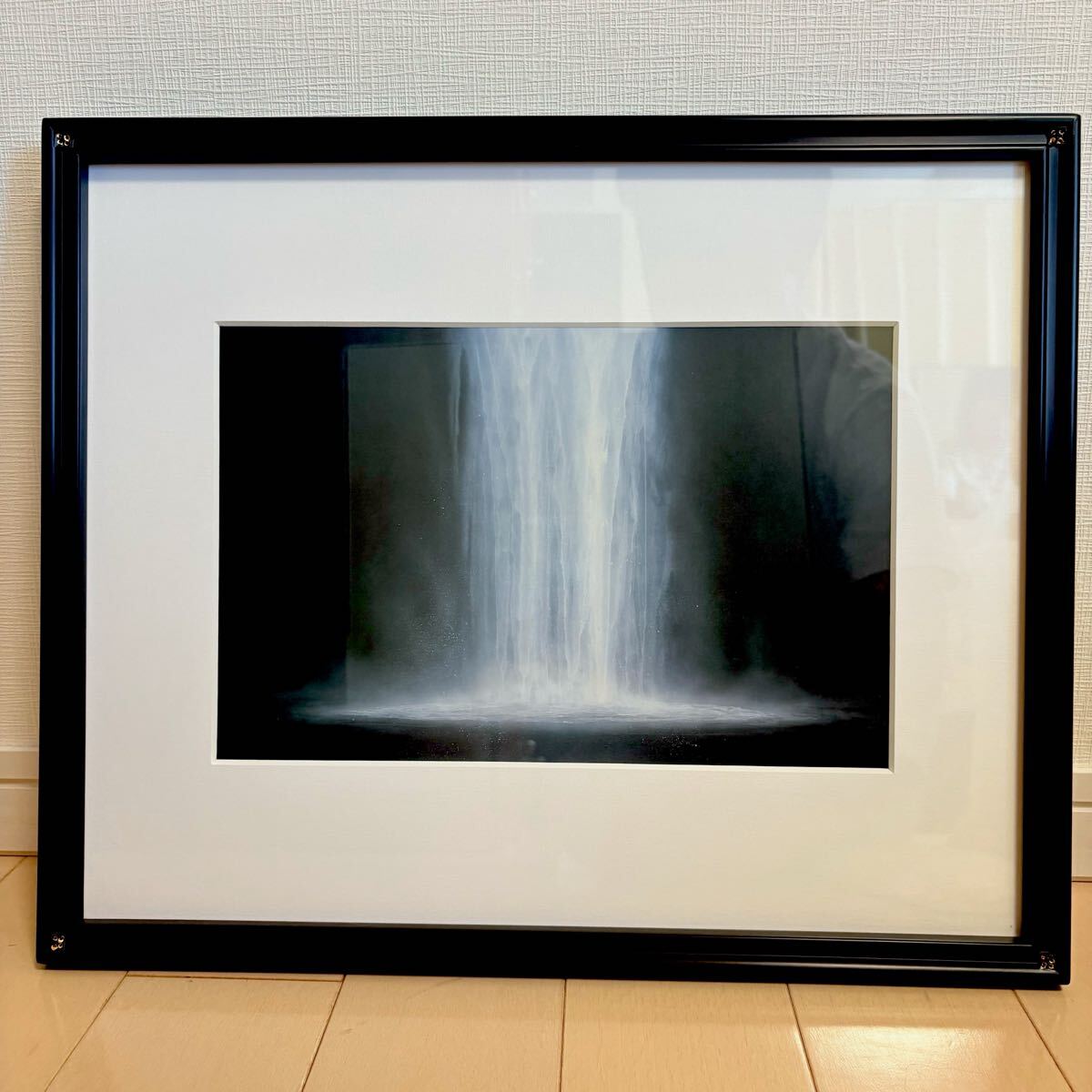 ☆ 千住博 「ウォーターフォール」シリーズ「瀑布」朝日新聞 額絵シリーズ 印刷物 木製額装44.2×36.2cm 真作保証拍卖
