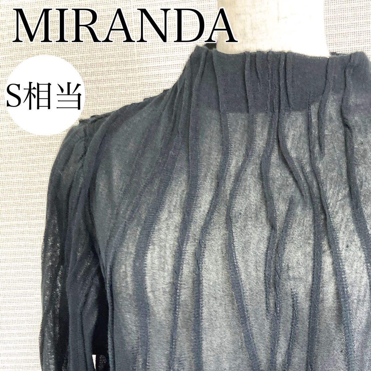 【AA4140】 MIRANDA ミランダ Sサイズ相当 トップス ブラウス シースルー ブラック(黒) 五分袖 レース スタンドネック レディース ジップ拍卖