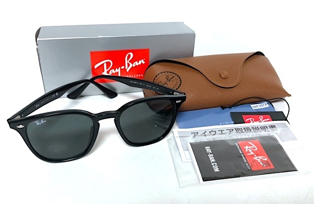 ☆二点落札で送料無料!R40【ほぼ未使用】Ray-Ban レイバン サングラス RB4258-F 601/71 52□20 アジアンフィット ブラック グリーン 黒緑拍卖