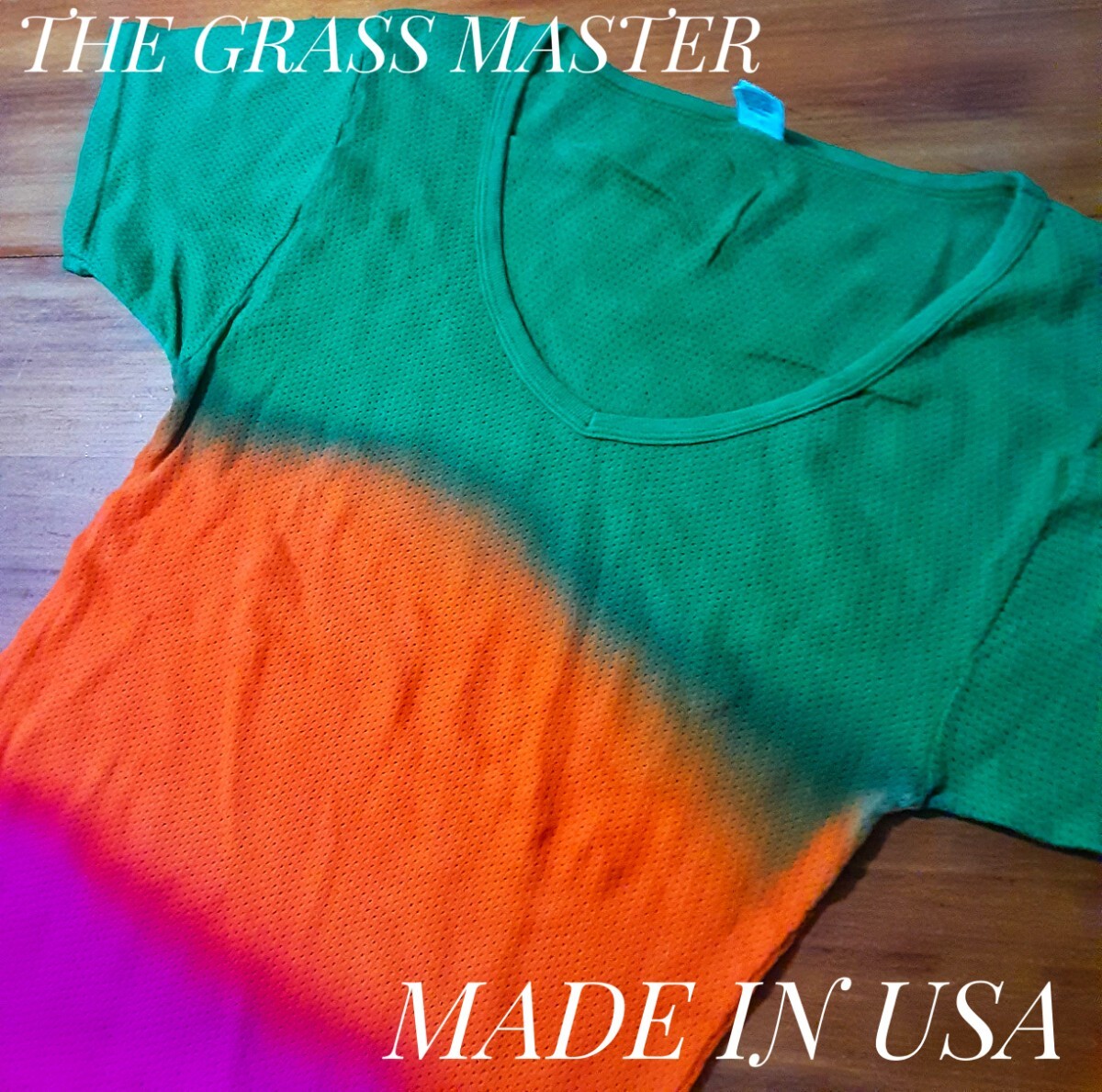 最値!希少デッドストック!USA製!ヴィンテージ!名作グラデーションカラー!THE GRASS MASTER(ザ グラス マスター)サーマル 半袖 Tシャツ L拍卖
