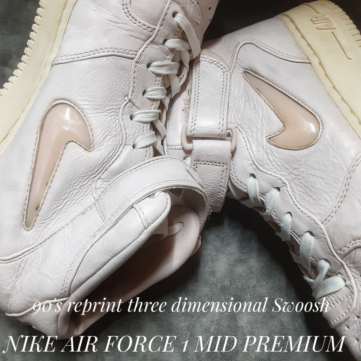 最値!定1.9万!90's復刻!立体スウォッシュ!最上位カウレザー!ナイキ エアフォース 1 ミッド プレミアム スニーカー!ミルクホワイト!27.5cm拍卖