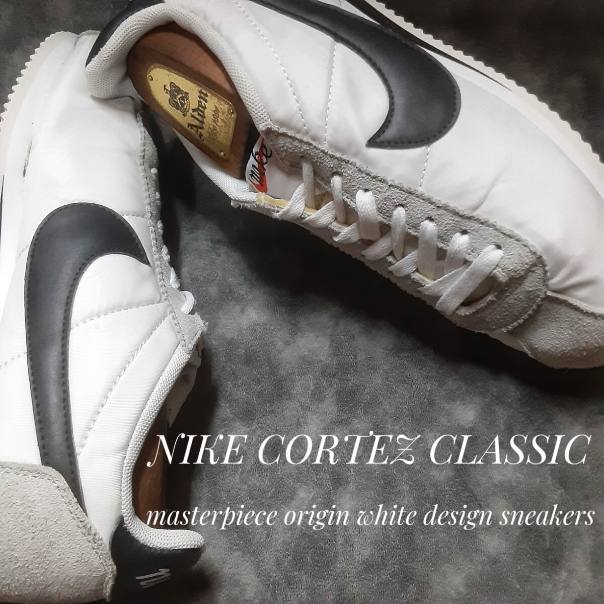 最値!22年製!70's復刻!筆記体ロゴ!名作オリジンホワイト!ナイキ コルテッツ クラシック高級スニーカー!グレー×ホワイト!灰色白黒 27cm拍卖